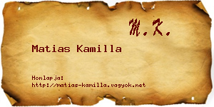 Matias Kamilla névjegykártya
